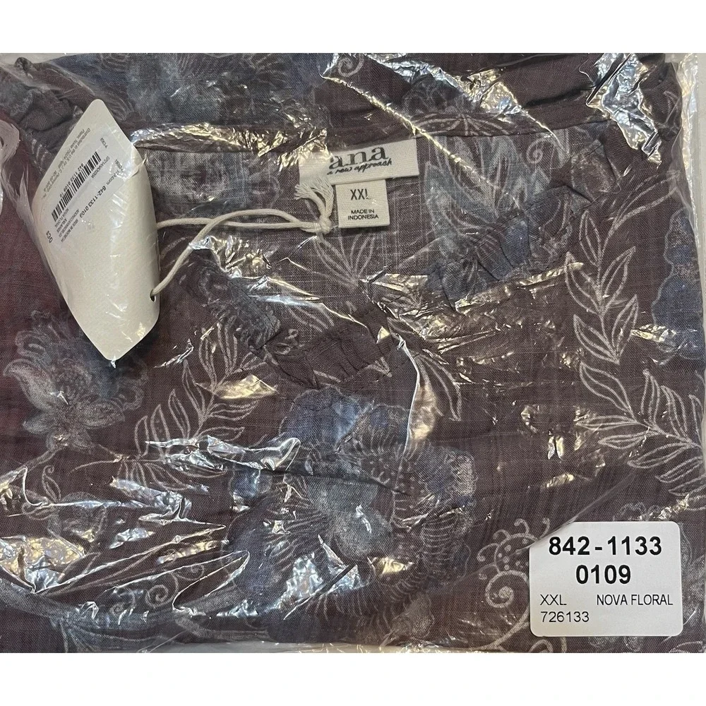 Ana‎ sweetheart, neck tank top Nova Floral Brown Blue Misses XXL NWT - Picture 3 of 3